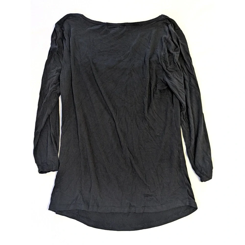 Michael Kors Black Cowl Neck Top 3/4 Sleeve Jersey Blouse Medium